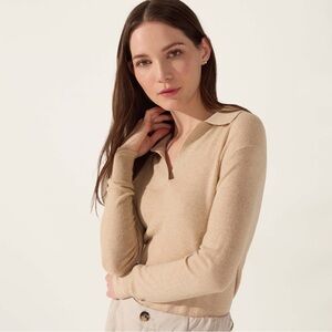 Italic Camila Airy Cashmere Collared Sweater - cinnamon